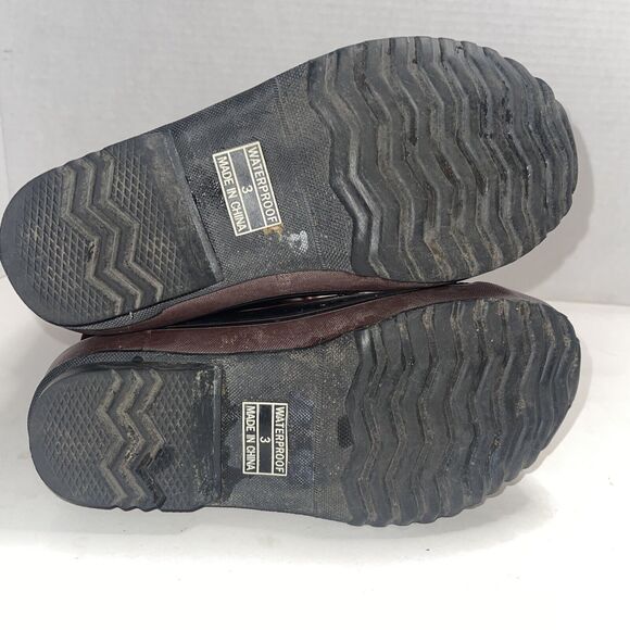 Sorel Maroon Floral Waterproof Slip-On Snow Boots Size 3 Fleece Lined - Picture 8 of 9